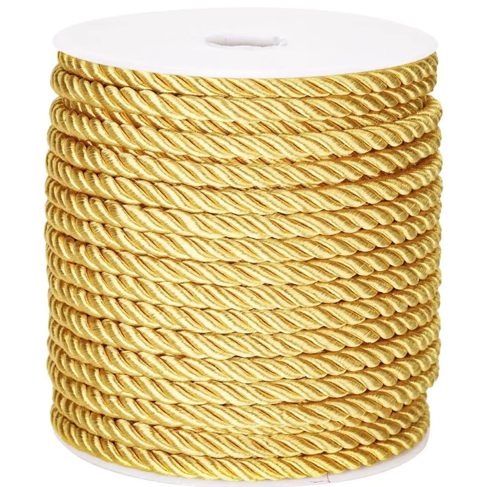 Metallic Gold Twisted Rope Trim Decorative Cord for Crafts Upholstery 10mm
